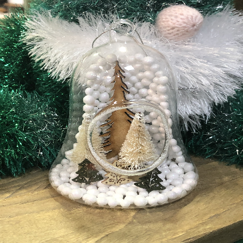 Glass Bell Bauble With Trees